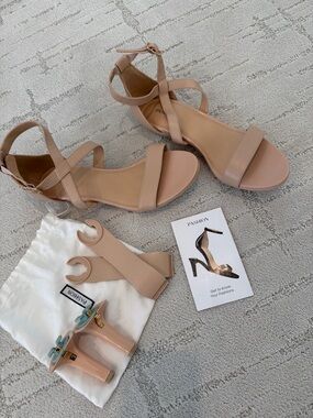 Pashion Footwear Blush Tan Strappy Block Heel Sandals